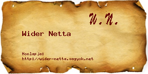 Wider Netta névjegykártya